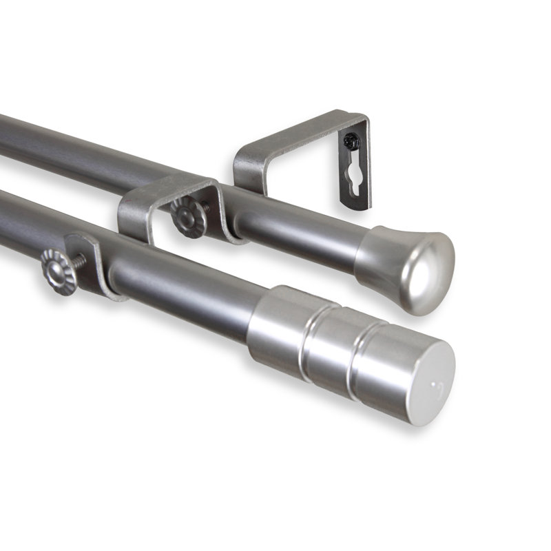 Tringle à rideaux double Billie-Claire, l 66 à 120 po, Nickel satiné