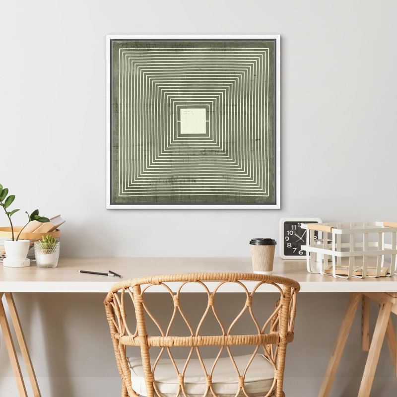 Linear Geometry " Square Maze " Print, White, 16" H x 16" W