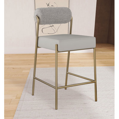 Carly Boucle Fabric & Faux Leather Counter Stool