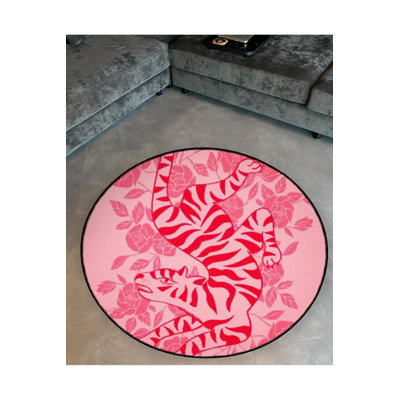 Tapis décoratif lavable à la machine rose