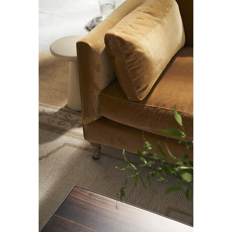 Madeline Sofa, 34"H x 90"W x 40"D, Brass, Washed Oak