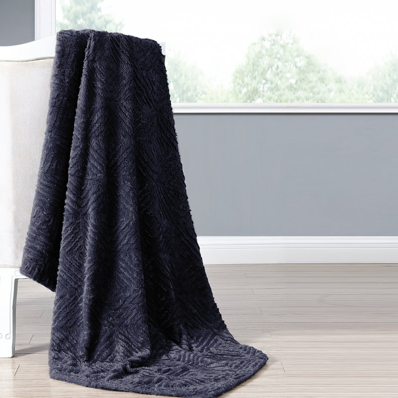 Modern Threads Luxury Faux Fur Throw, Indigo