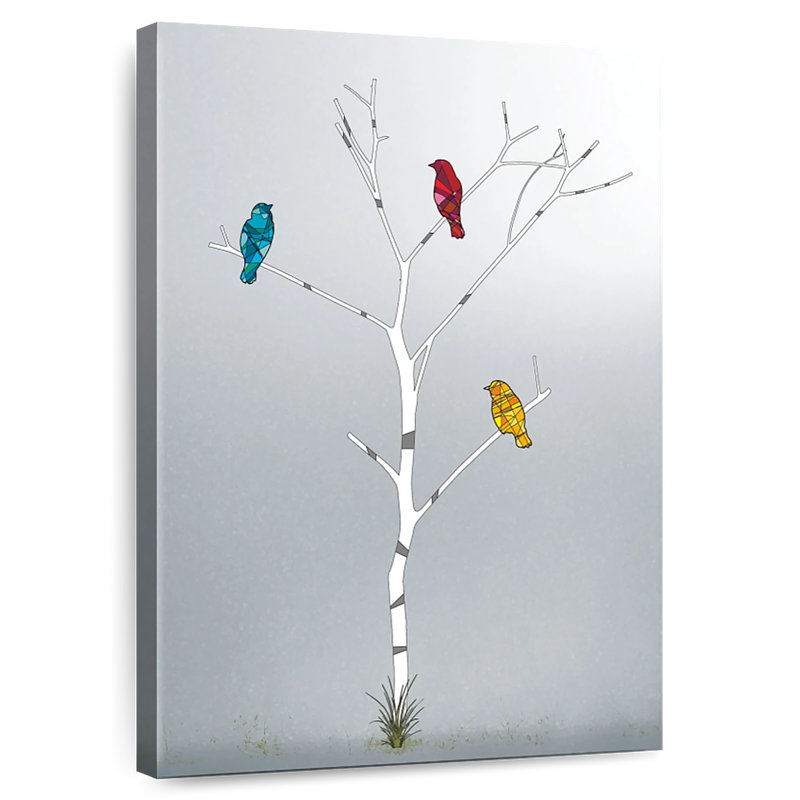Trois dans un arbre, H 30 po x l 20 po