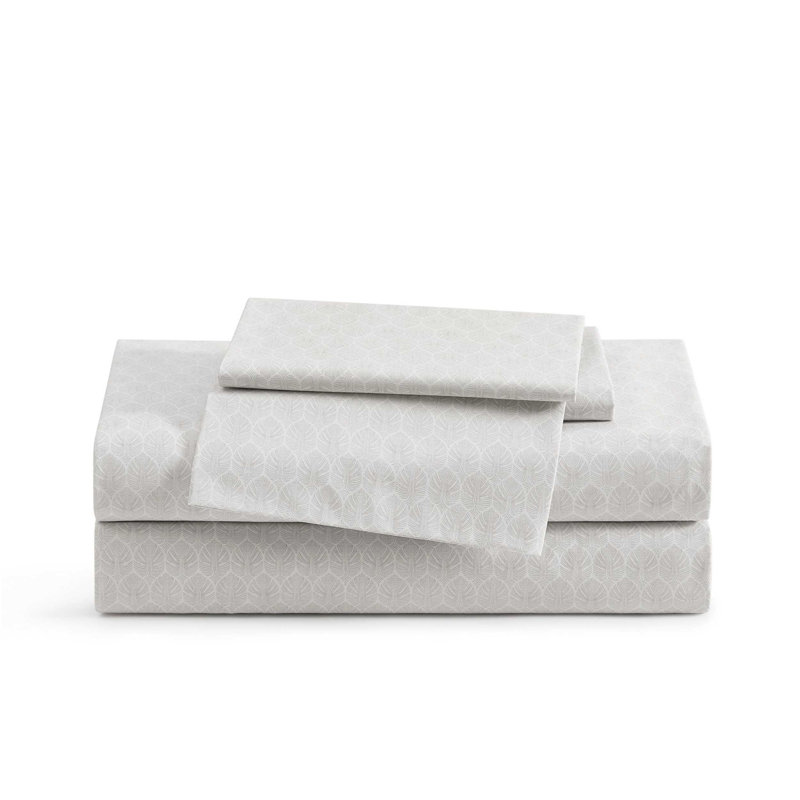 Tommy Bahama Printed Percale Cotton Sheet Set, Queen Sheet Set with 2 Pillowcases, Line Palms Gray