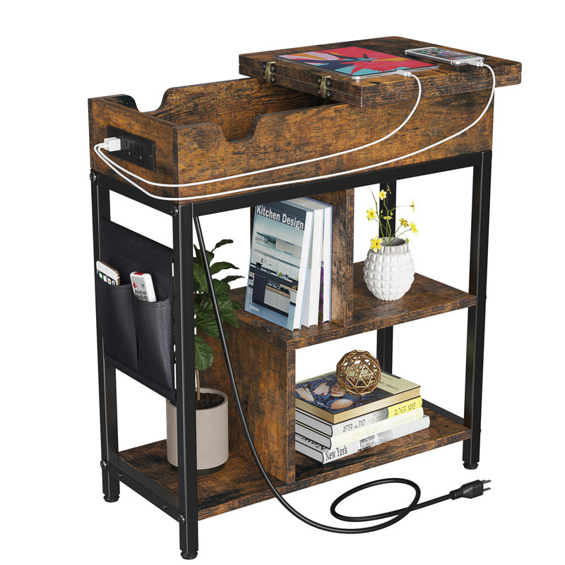 Suchir End Table and Built-In Outlets
