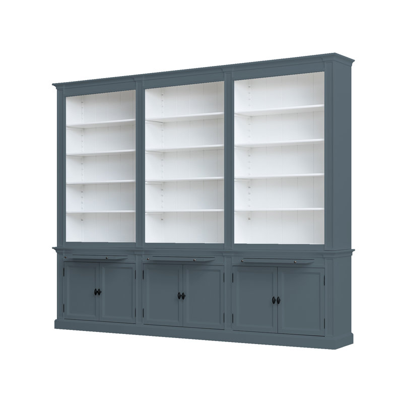 Bodee 240 cm H x 300 cm W Library Bookcase, Blue/Grey