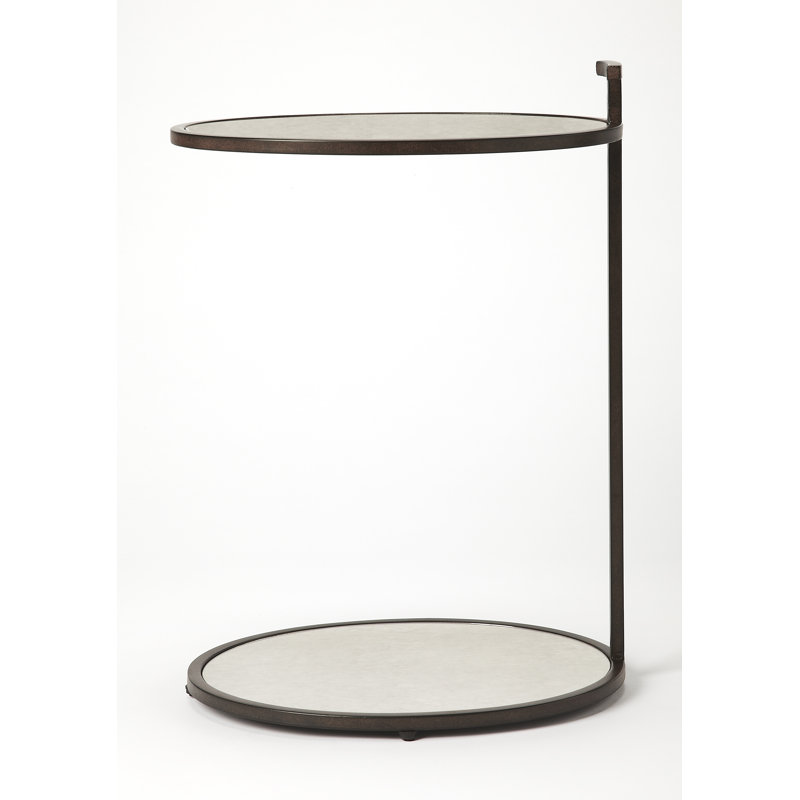 Ciro Metal & Mirrored Side Table, Bronze