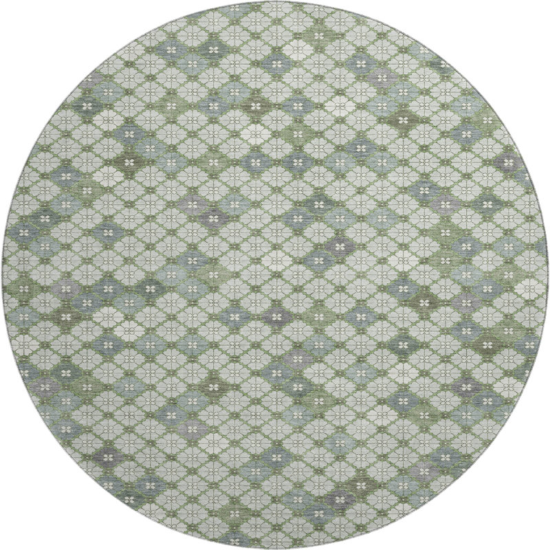 Premium Machine Washable Ashington AMF1837 Geometric Rug, Round 8'