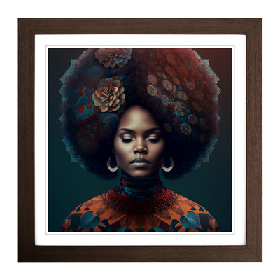 Woman with Affro Ornamental - Framed Print