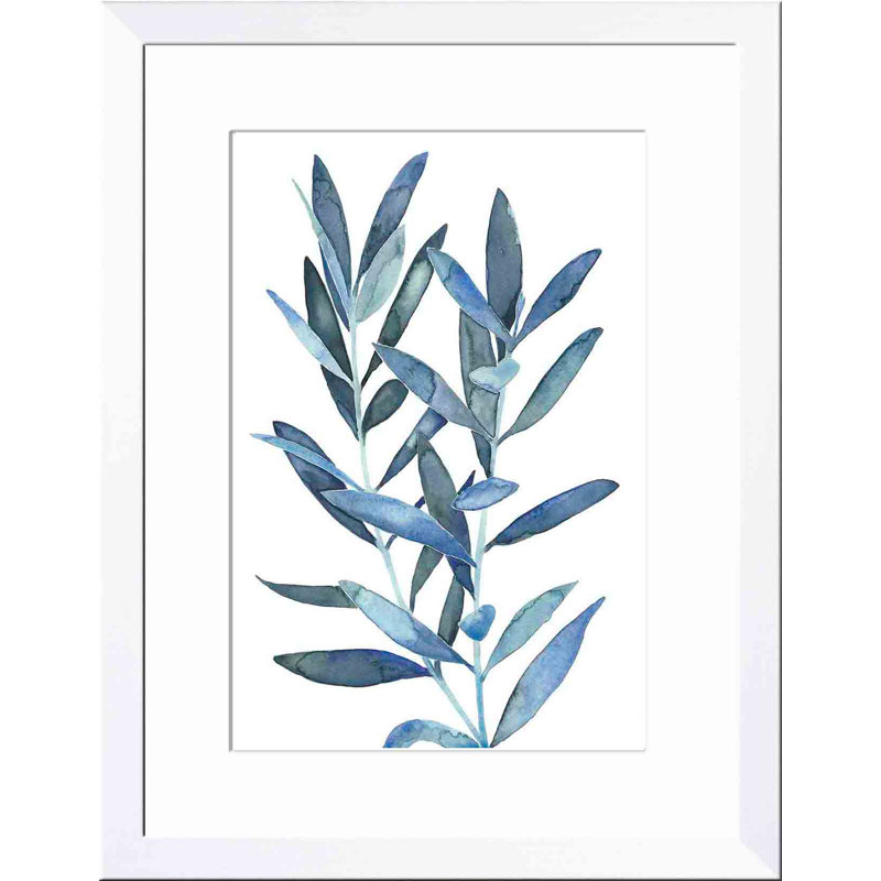 Reproduction d'art encadrée, «Indigo Leaves III», H 12 po x l 12 po, Blanc