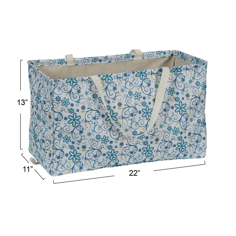 White and Blue Floral Krush Container All-Purpose Utility Tote, Blue Floral
