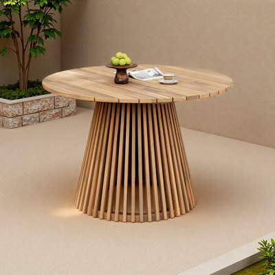 Outdoor Acacia Wood Patio Dining Table, 47.25-Inch Extra-Large Round Dining Table,For Backyard, Lawn, Balcony