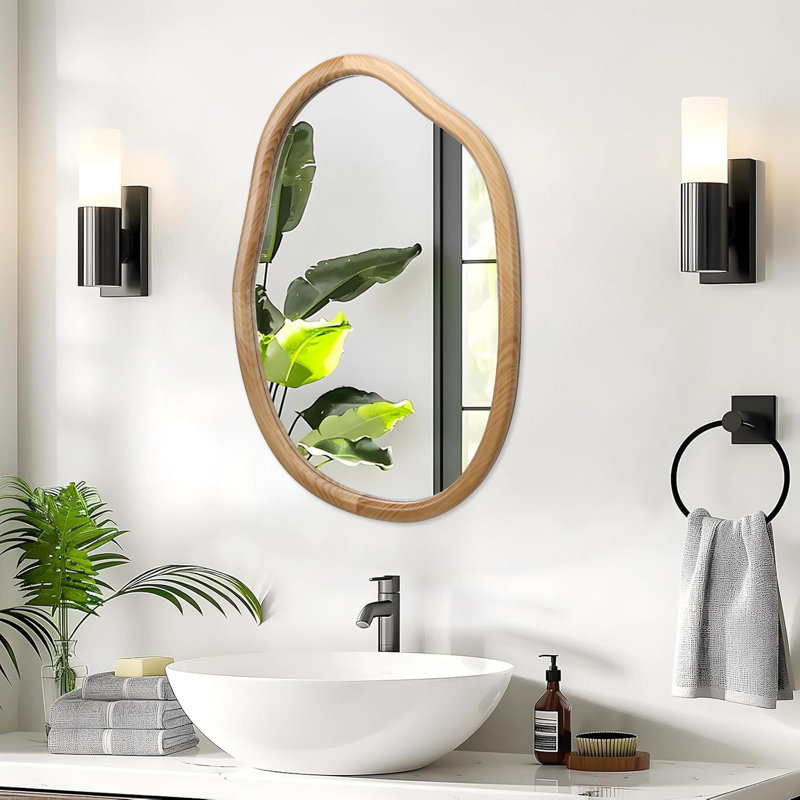 Miroir mural irrégulier décoratif, miroir asymétrique pour la décoration murale, miroirs d'appoint ondulés pour le salon, la salle de bain, le vestibule, miroir à forme irrégulière abstraite, 32 po x 22 po