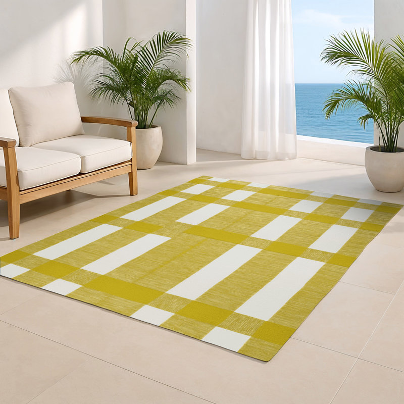 Tapis d'intérieur et d'extérieur à carreaux brun, Rectangulaire 2 pi x 3 pi