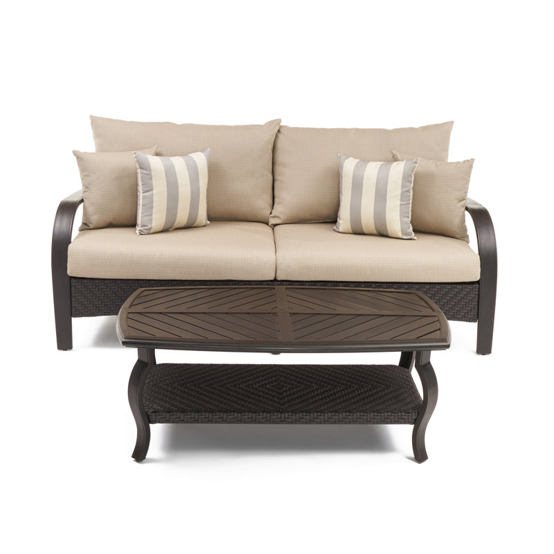 Barcelo 5 Piece Rattan Sofa Set with Cushions, Sunset Red Sunbrella®