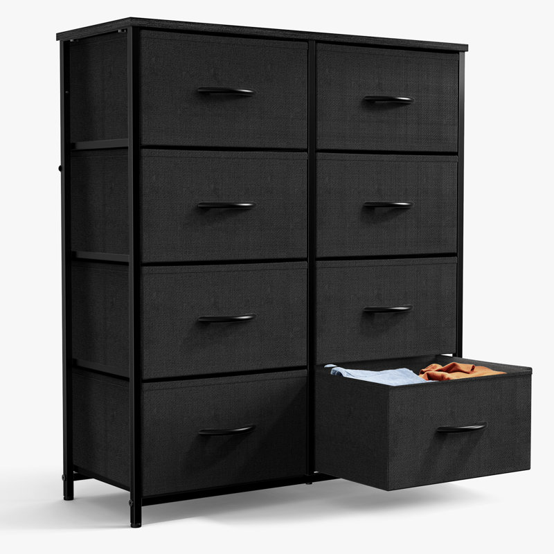 Marbleton 8 Drawer Chest of Drawers, 85.6Cm W Bedroom Drawers, Black