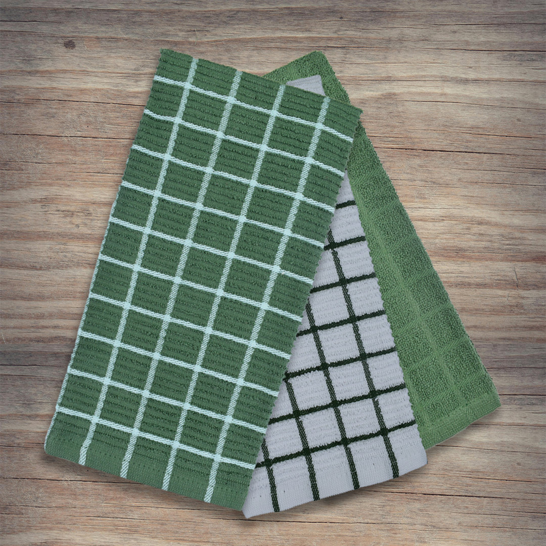 Super Absorbent 3 Pack Cotton Tea Towels Ripple Check