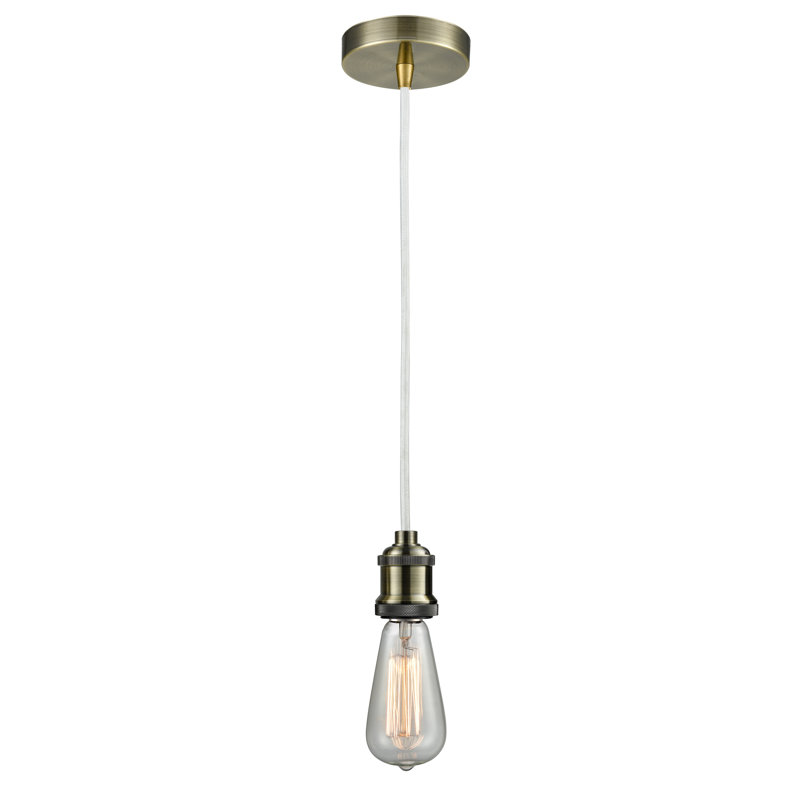 Waterville 1 - Light Single Pendant, Antique Brass/White
