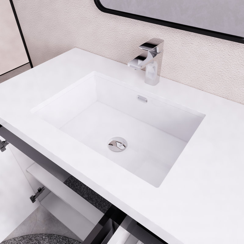 Eliza 35.43'' Single Bathroom Vanity with Acrylic Top, Glossy Black