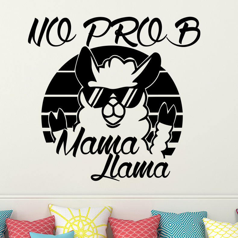 Décalcomanie murale "no prob maman llama", Noir