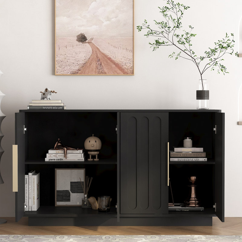 Buffet noir moderne avec tablettes réglables