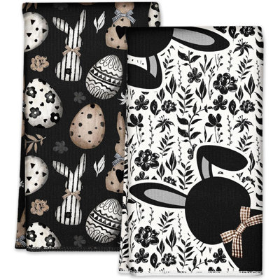 Easter Kitchen Towels - Easter  Microfiber Kitchen Dish Cloth 2Pcs Decorative Absorbent Hand Towels With Hanging Loop For Gifting Housewarming,  Bunnies