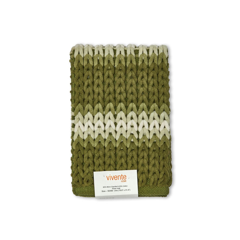 Tresse Non-Slip Bath Rug, Green