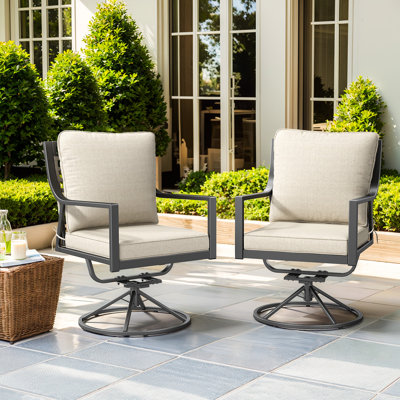 Outdoor Dining Swivel Glide Chair Set with Cushions by Lark Manor