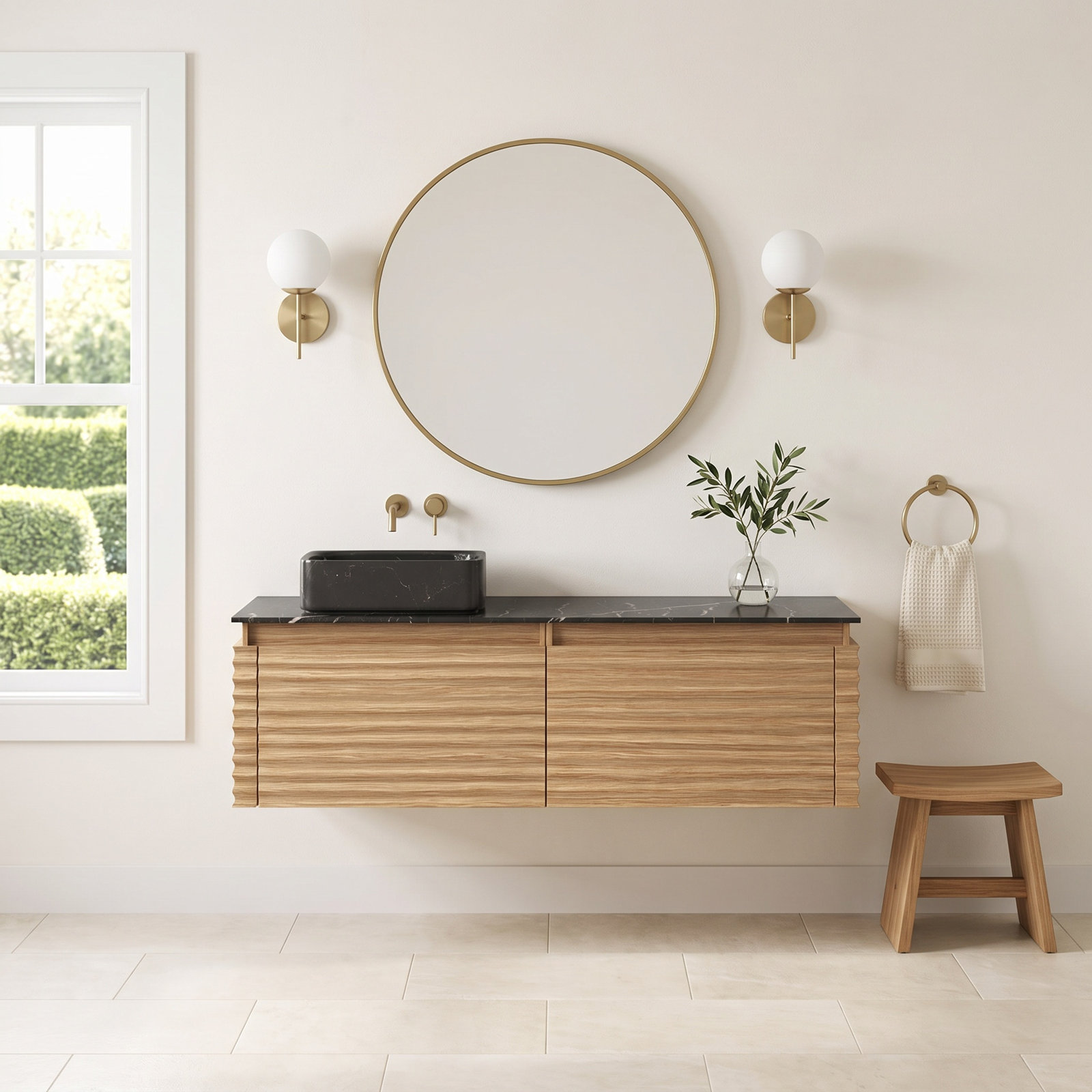 Jasmine 60" Oak Single Bathroom Vanity, Tan