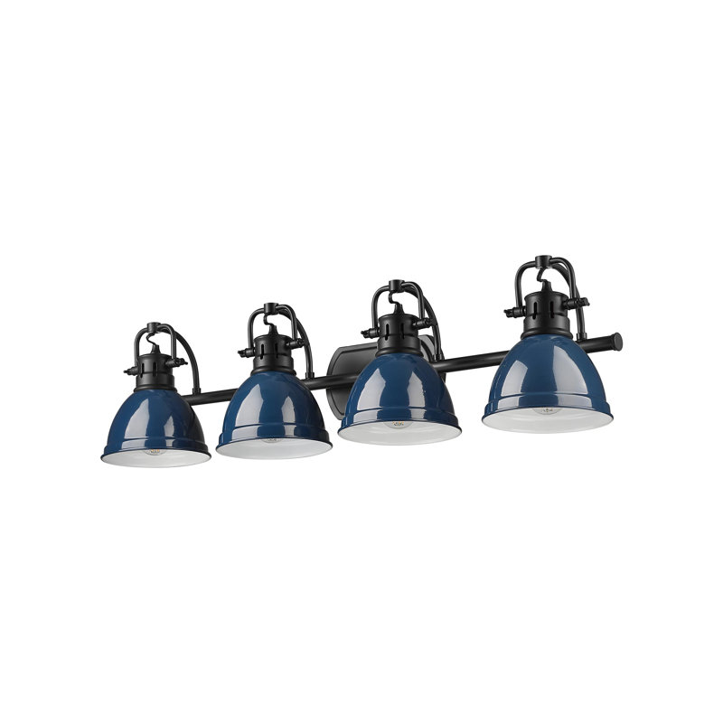 Ensemble de meuble-lavabo 4 lumières Brynnan, Noir mat, Bleu marine mat