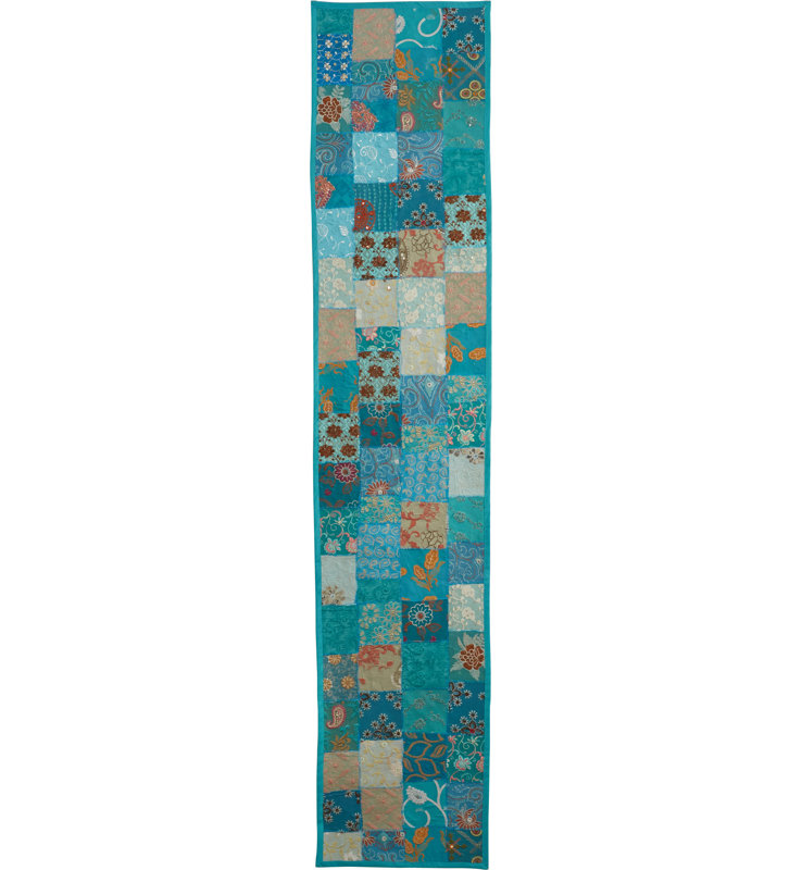 Jatia Hand Crafted Rectangular Cotton and Poly Recyled Sari Table Runner
