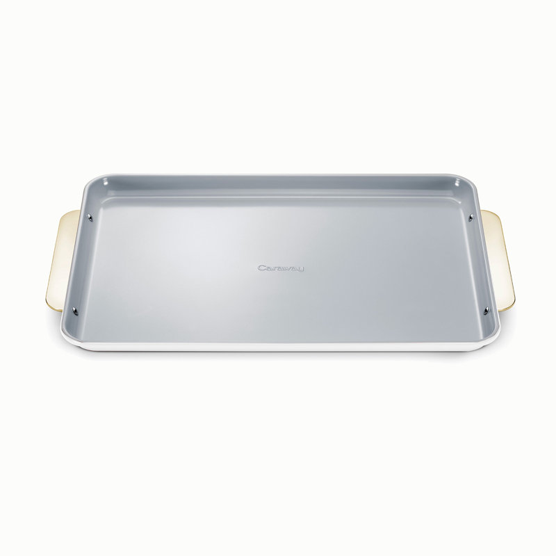 Caraway Iconics Nonstick Ceramic Baking Sheet Duo, White/Gold, White/Gold