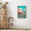 "IDÉE4WALL", impression sur toile encadrée, grand carré bleu avec rayures jaunes, texture abstraite, illustrations, impressionnisme, contemporain dramatique ultra pour le salon, la chambre à coucher, le bureau, impression sur toile-91481468