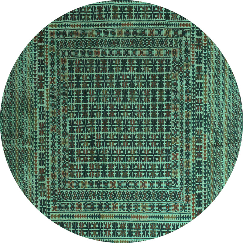 Tapis bleu sarcelle / gris, Rond 6 pi