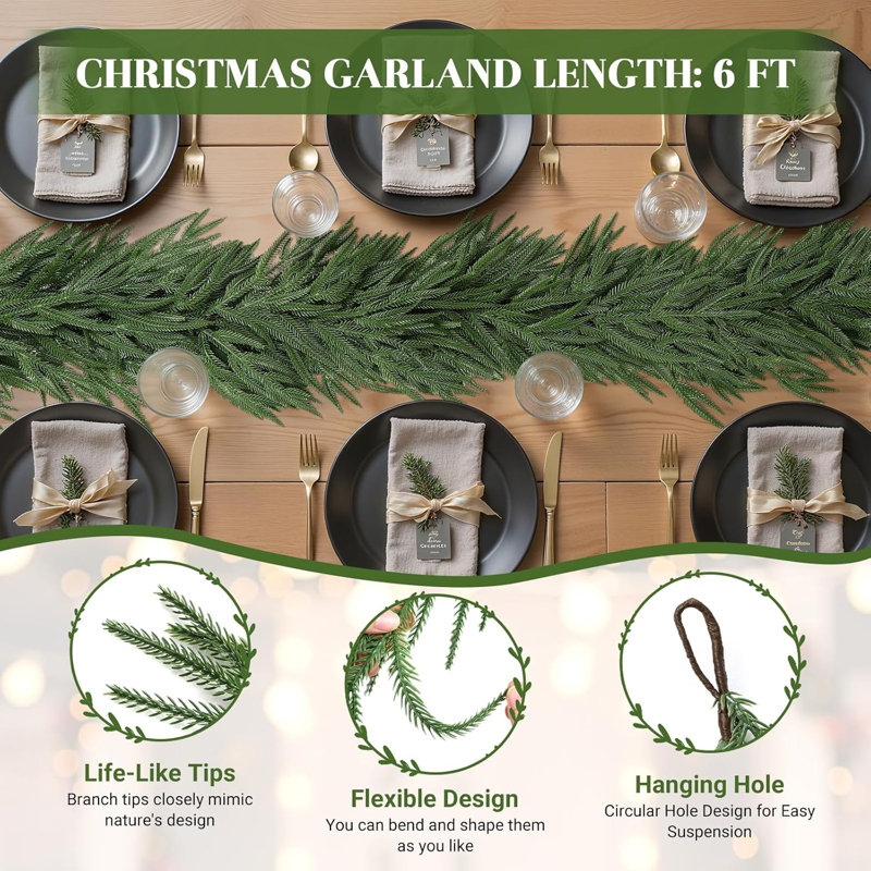 Guirlande de Noël 9 pi, artificielle Real Touch Norfolk