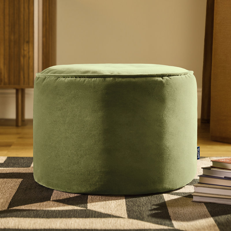 Milano 55Cm Wide Velvet Round Pouffe Ottoman, Olive Green
