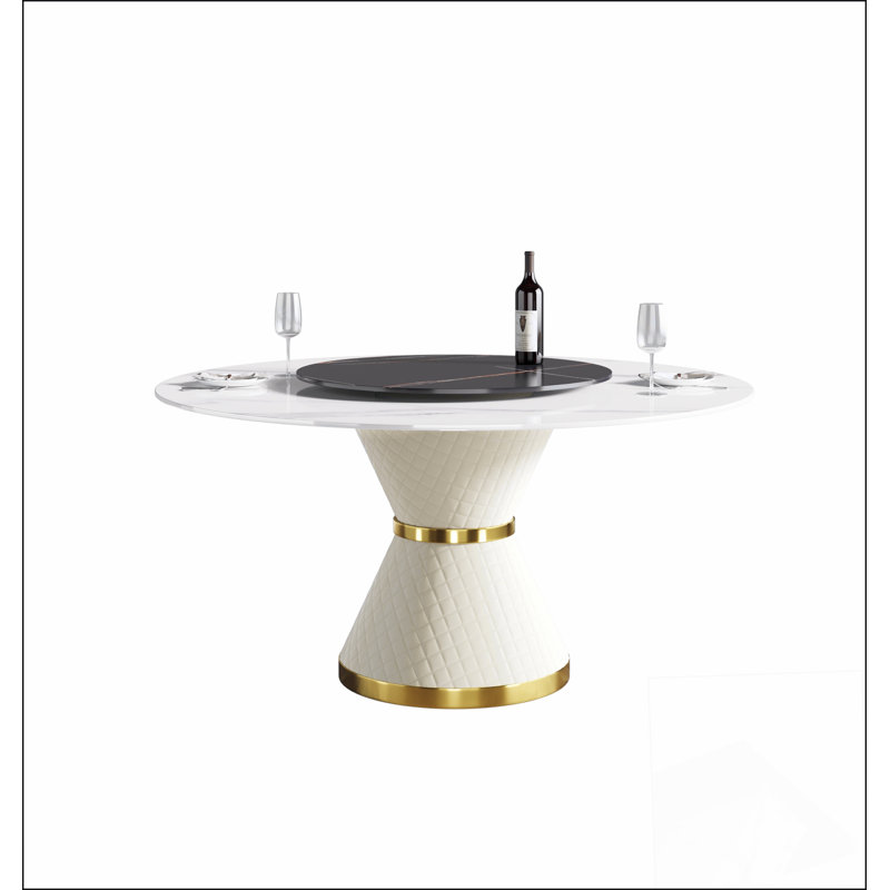 Table de salle à manger 59,05 po, Blanc/Noir