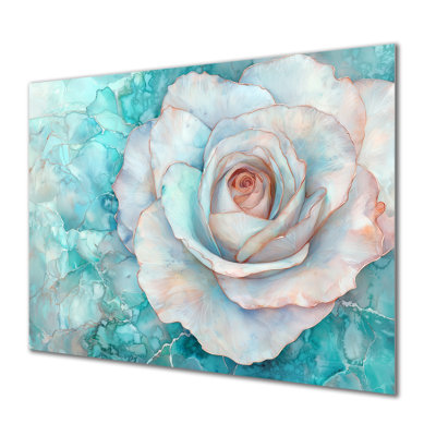 Sapphire River Of Rose Blooming II - Floral Metal Wall Art, Rose Metal Print