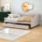 Timur Full Size 2 Drawers Upholstered Daybed Wood Slat Support-1782628331