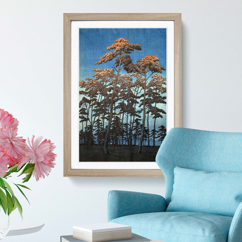 Autumn Woodland by Hasui Kawase - Framed Print, 63cm H x 45cm W x 2cm D, Oak Framed