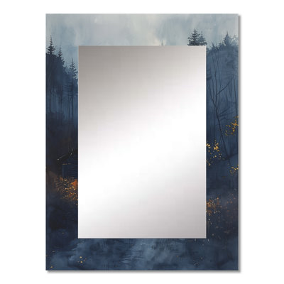 Blue Mystic Winter Barn In The Dark III - Traditional Rectangular Wall Mirror