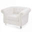 Fauteuil d'appoint 1 place en polyester rembourré de ton blanc pour salon