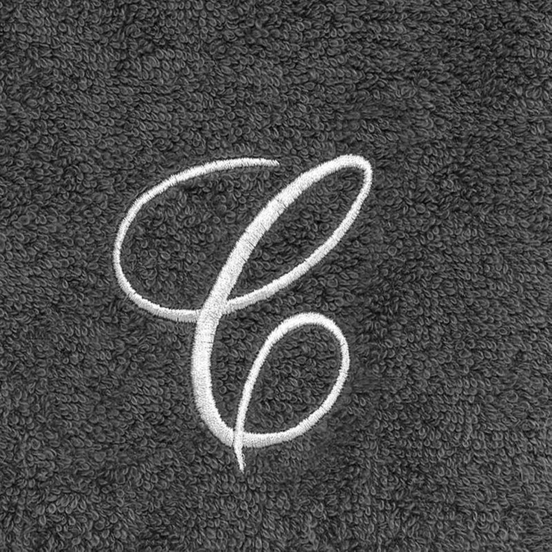 Winston Porter Granite/Silver Script Monogram Fingertip Towel Letter C