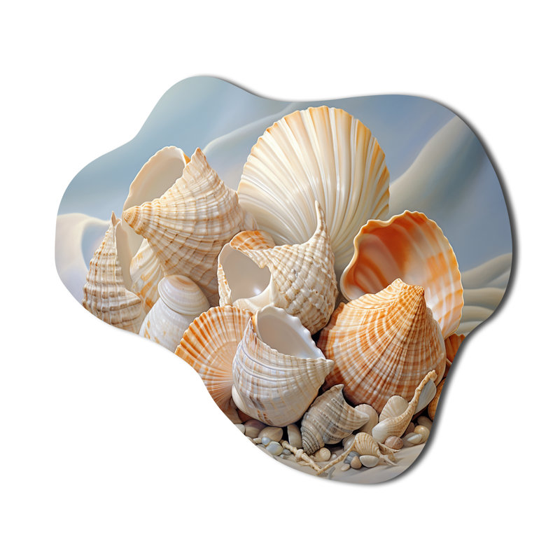 Morristown - coquillage coquillage, art mural en métal beige, H 28 po x l 25 po