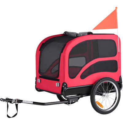 Dog Bike Trailer, Supports up to 100 lbs, Pet Cart Bicycle Carrier for Small & Large Dogs, Easy Folding Frame with Quick Release Wheel, Universal Bicycle Coupler, Reflector, Flag, Internal Leash