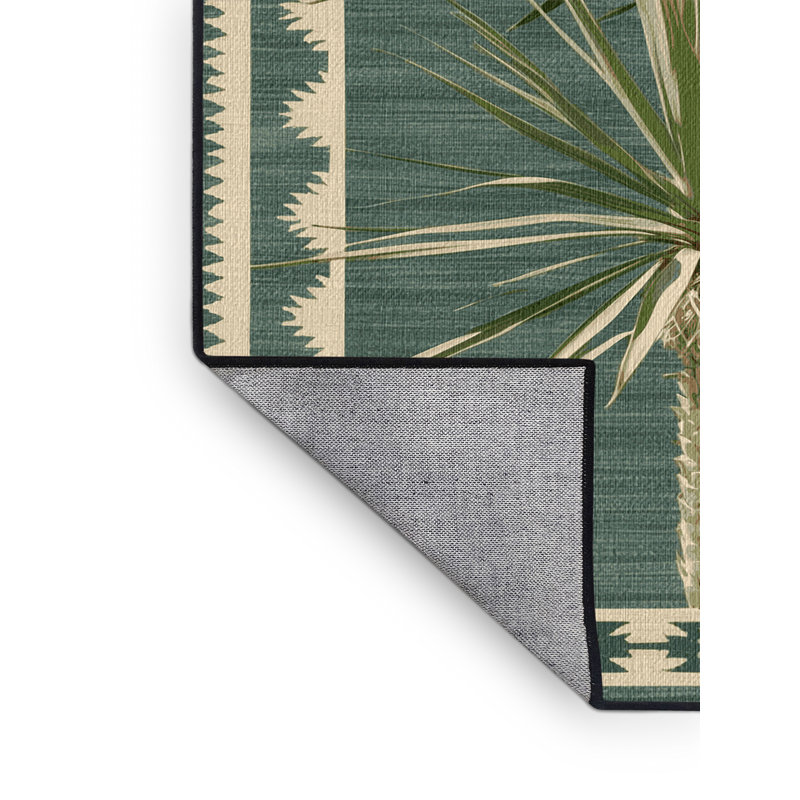 Washable Yucca Plant Southwestern Area Rug, Square 7'