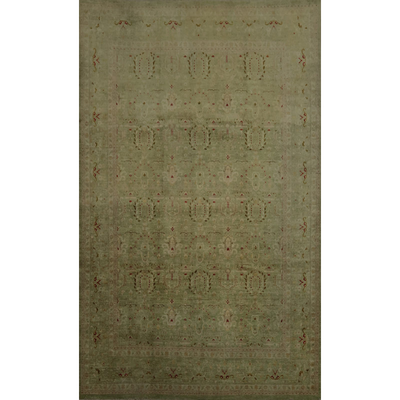 Tapis vert Oushak 9 x 12 charme subtil et élégance intemporelle