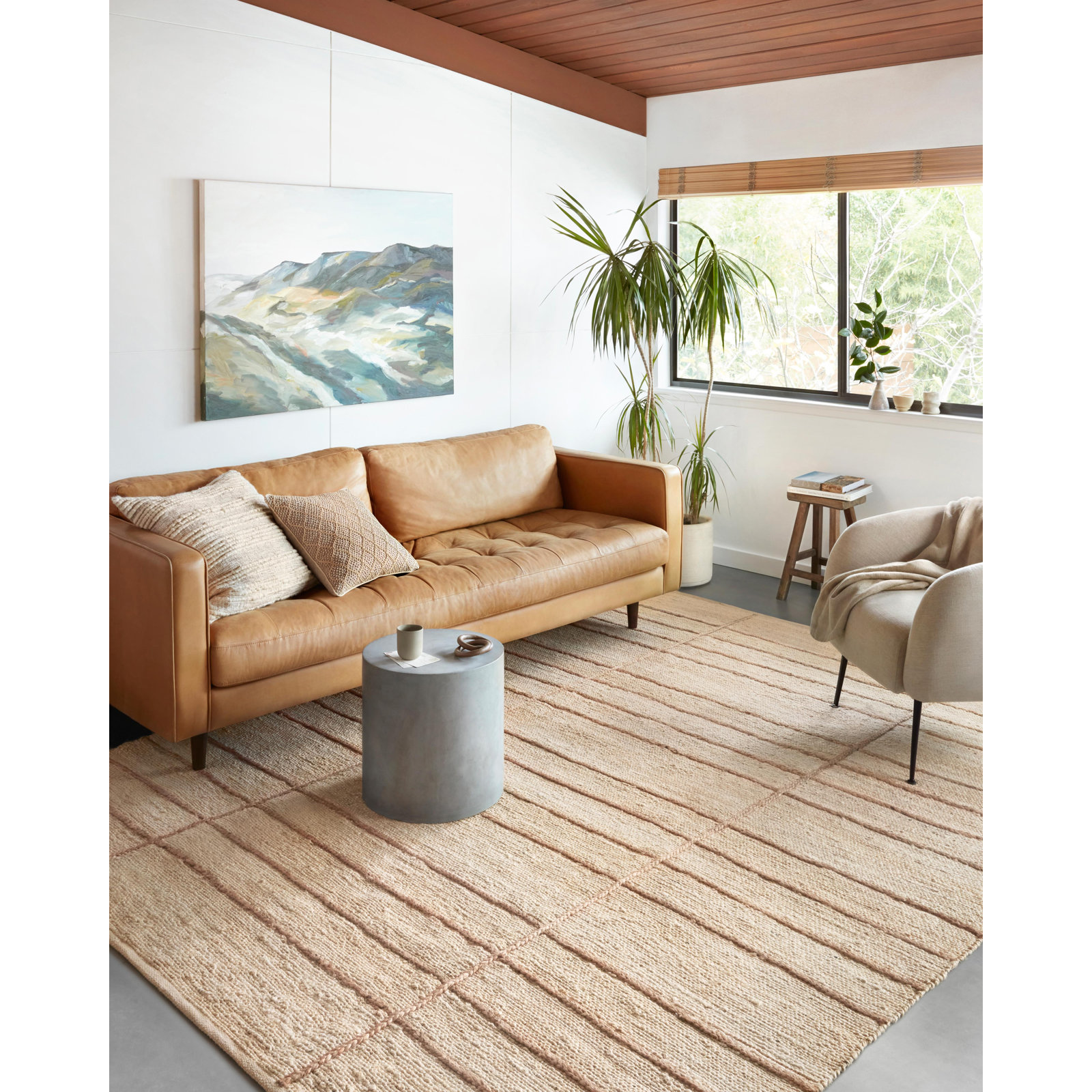 Bement Beige Brown Hand-Woven Geometric Jute Rug, Rectangle 7'9" x 9'9"