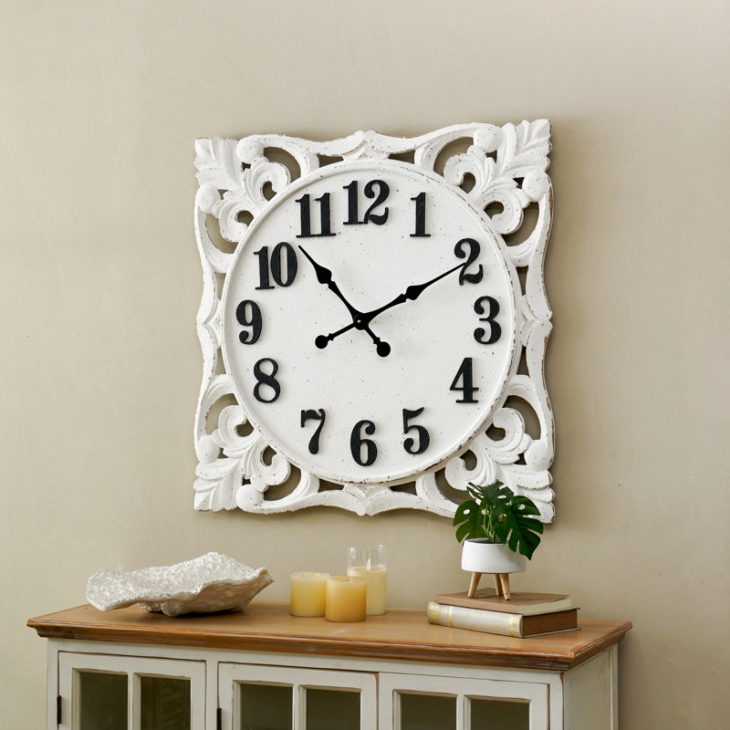 Oversized Flourish Cut-Out 30.12" Wood Wall Clock