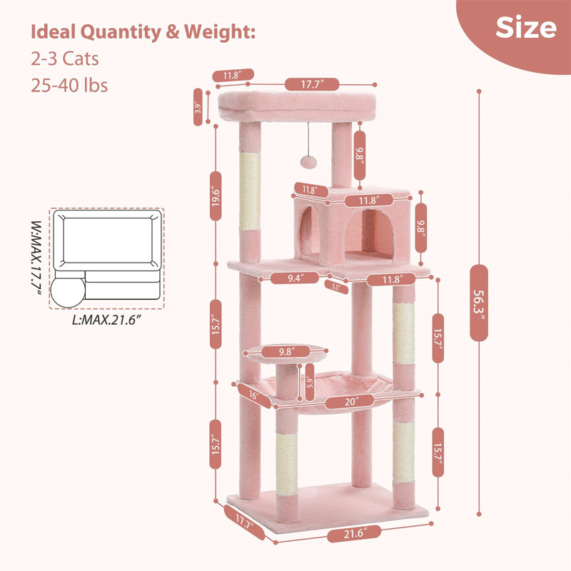 Eluster H 45,669291338583 po, Rose, H 56,3 po x l 21,6 po x P 17,7 po